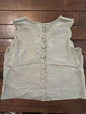 Sage Green Scalloped-Edge Button-Back Camisole